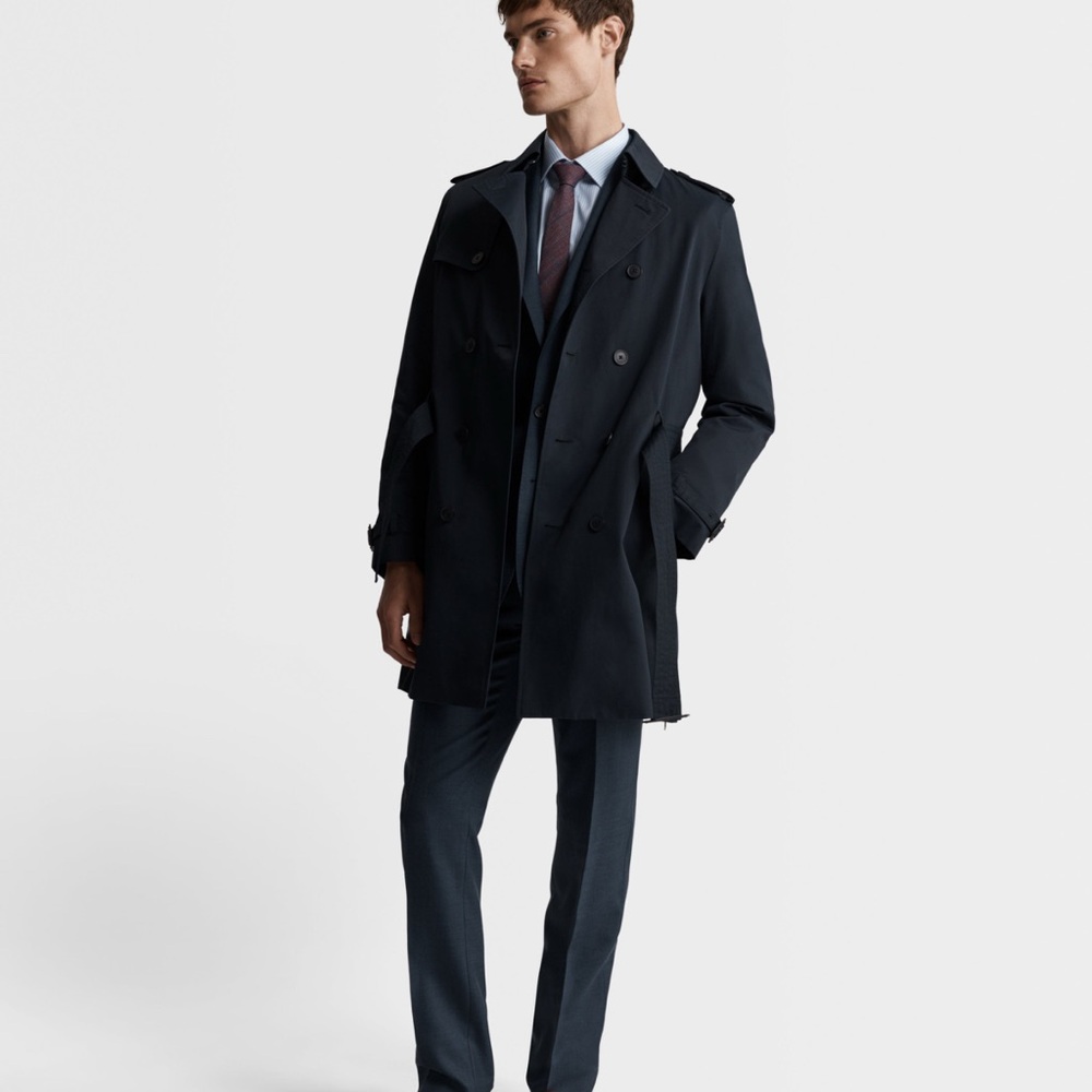 Men's Black Trench Wool Coat Old Navy Sz S